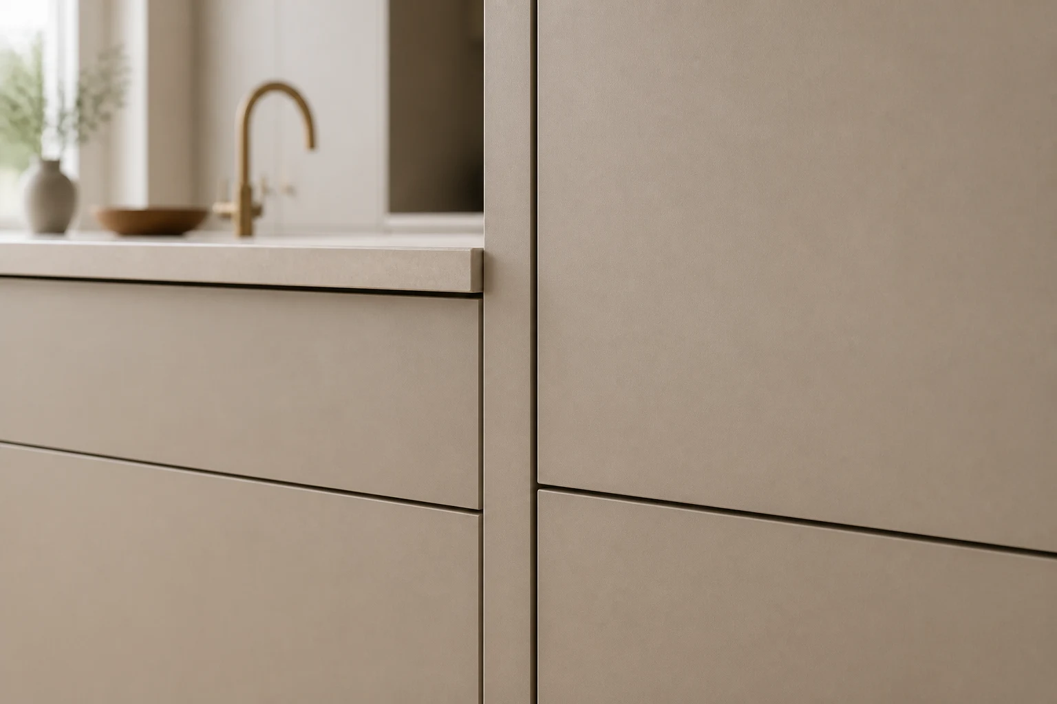 Close-up of the Slab cabinet surface and grain