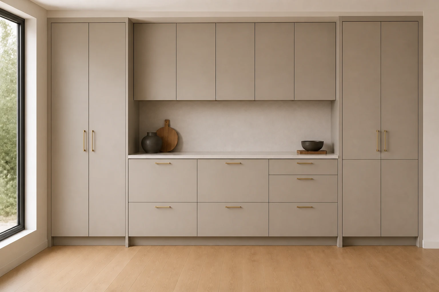 Slab cabinet style front view on a cabinet door