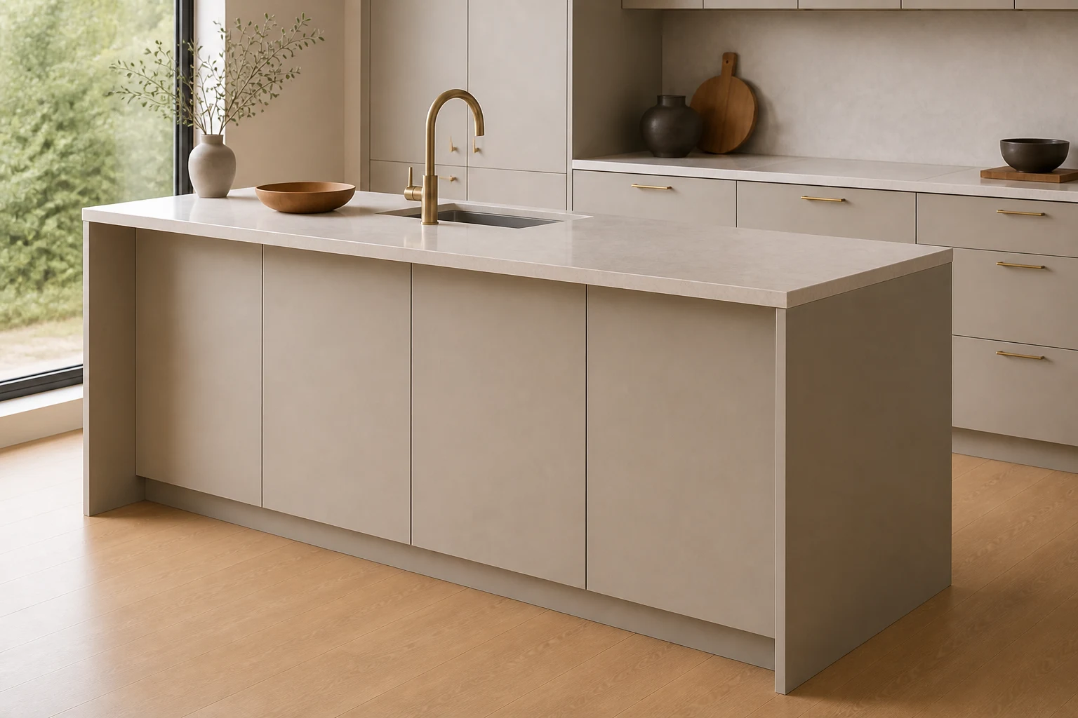 Slab cabinetry on a kitchen island