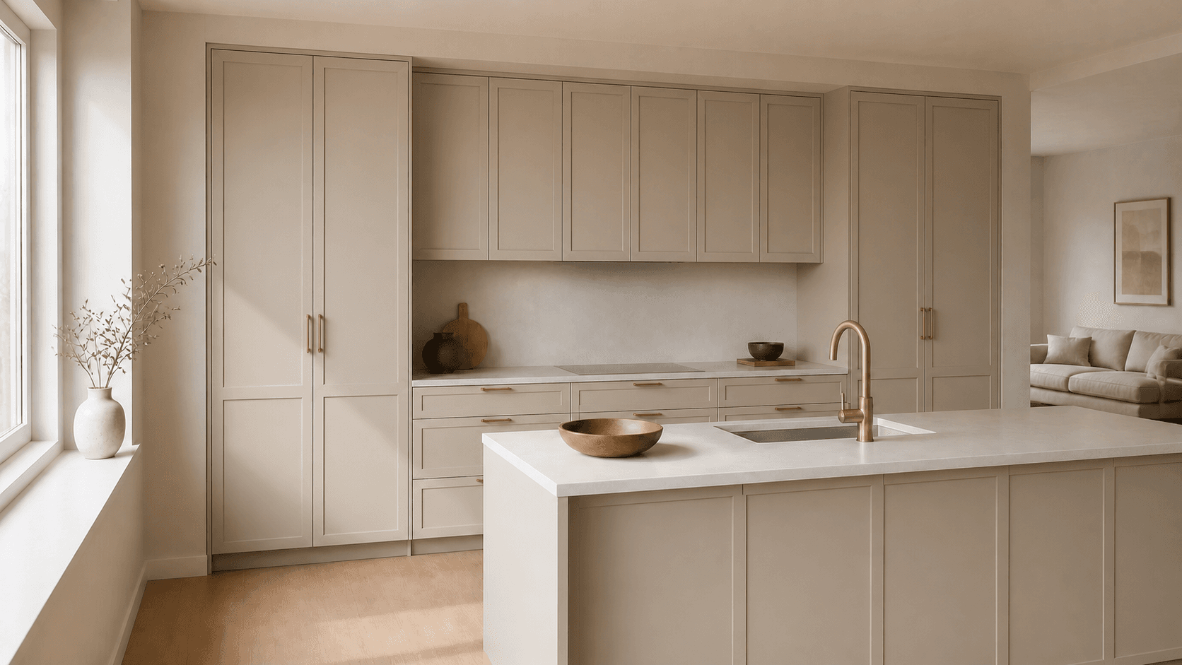 Dune cabinetry in a softly lit contemporary interior