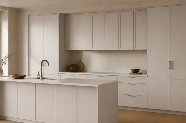 Evolve cabinet color in a warm contemporary kitchen