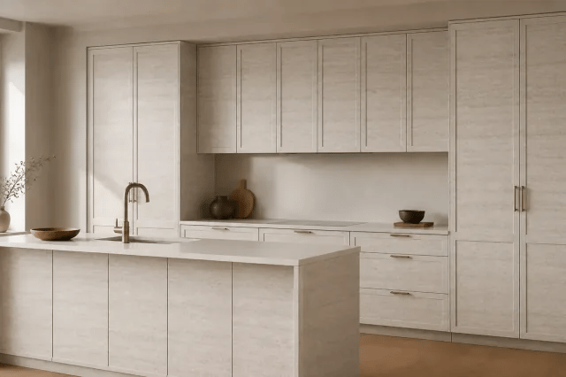 Acquedotti cabinet color in a warm contemporary kitchen